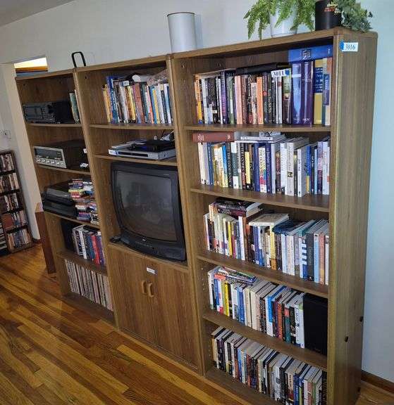 Three laminate bookshelves / wall units