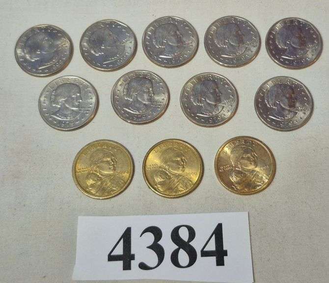 Number 4384 9 SBA dollars, 3 Sacagawea dollars - Mark Van Hook, Auctioneer