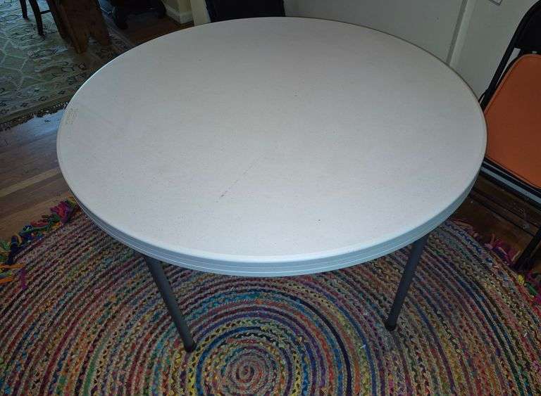 Round white plastic lifetime folding table