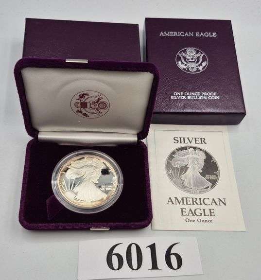 1989 S American Eagle One Ounce Proof Silver Bullion Coin in mint packaging
