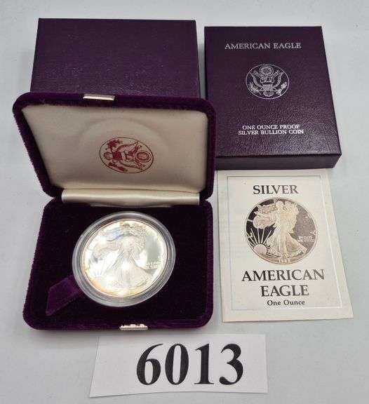 1988 S American Eagle One Ounce Proof Silver Bullion Coin in mint packaging