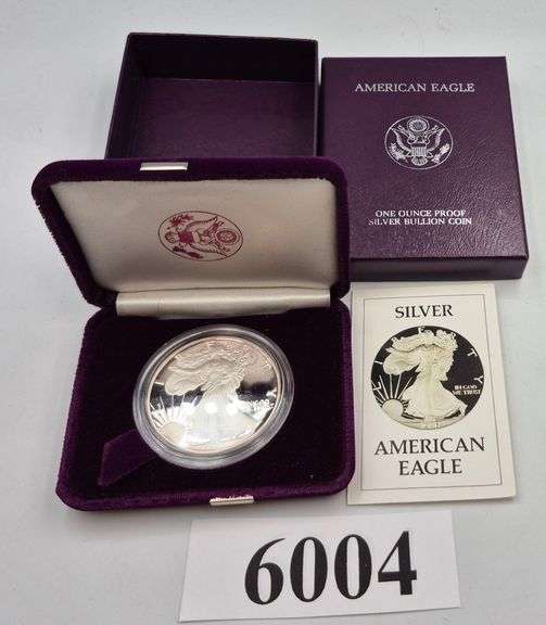 1986 S American Eagle One Ounce Proof Silver Bullion Coin in mint packaging