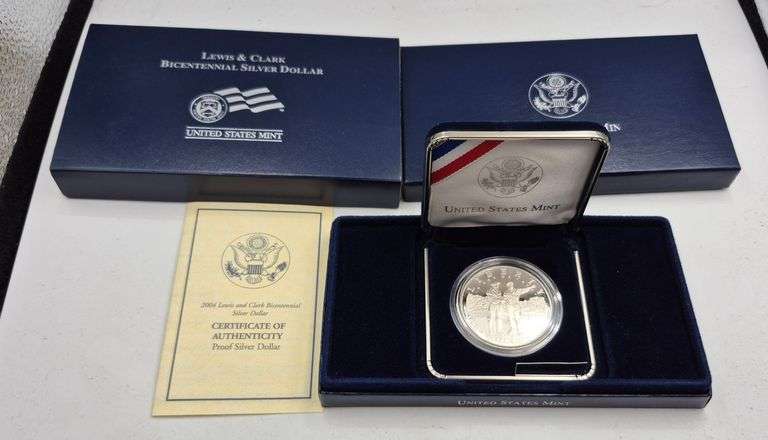 2004-P Lewis & Clark Bicentennial Commemorative Proof Silver Dollar in mint packaging