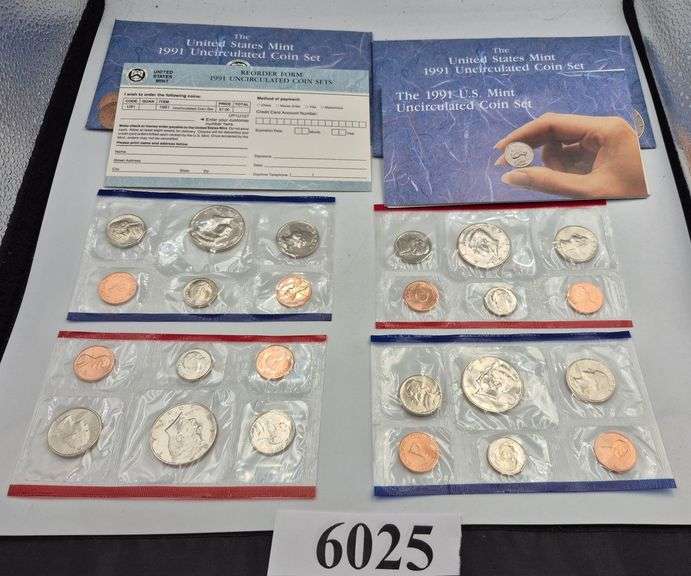 Two 1991 US Mint Uncirculated Coin Sets in envelopes