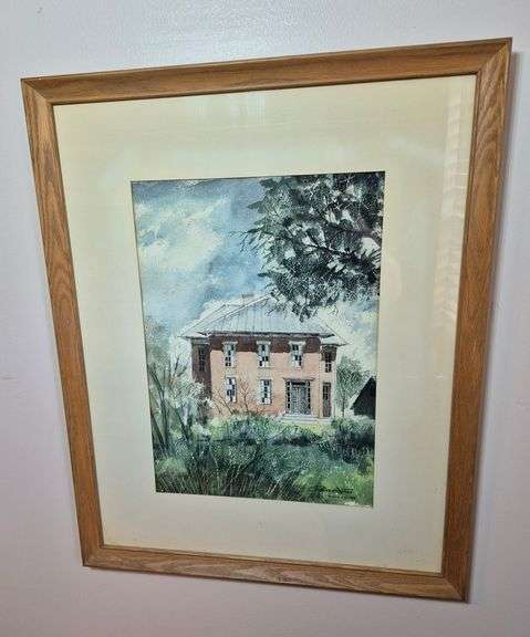 Framed artist signed original watercolor painting by well-known Columbus artist Bill Arter