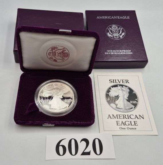 1990 S American Eagle One Ounce Proof Silver Bullion Coin in mint packaging