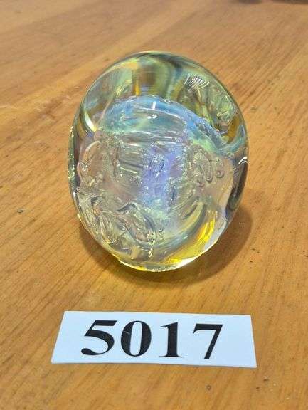 Artist signed and dated art glass paperweight