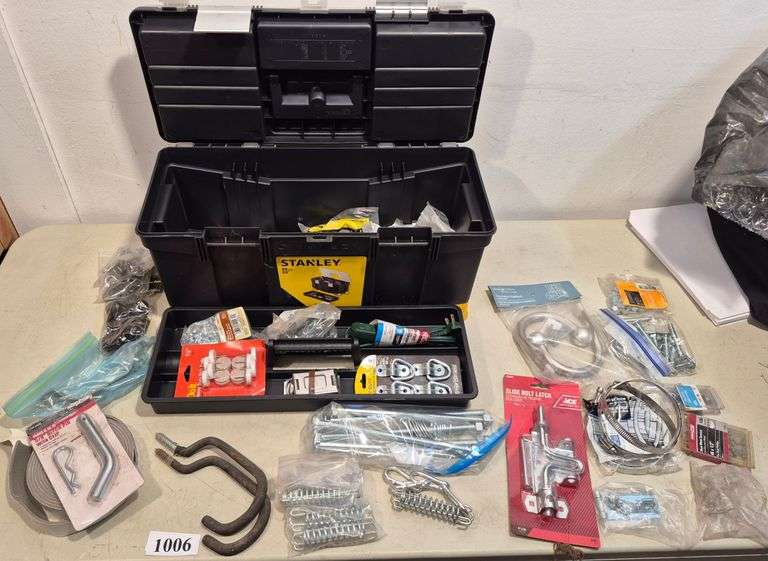 Stanley tool box with tray, hardware, Etc