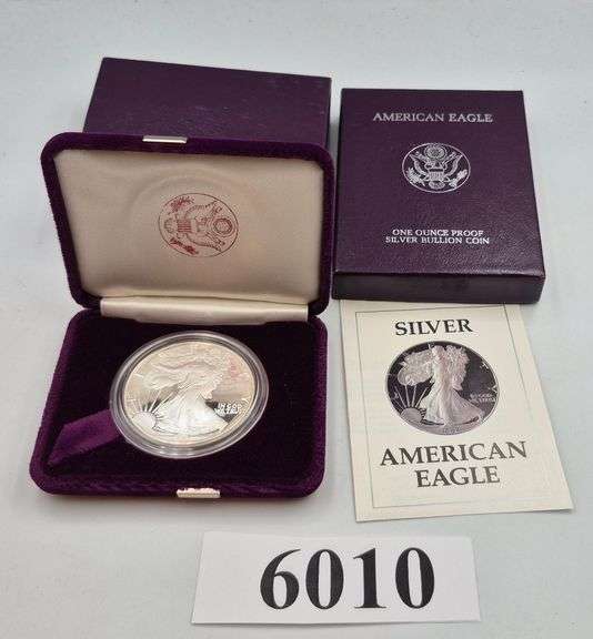 1987 S American Eagle One Ounce Proof Silver Bullion Coin in mint packaging
