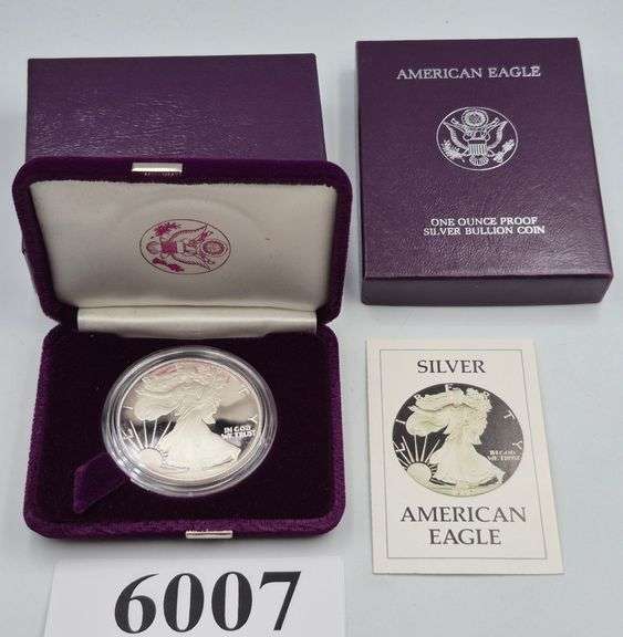 1986 S American Eagle One Ounce Proof Silver Bullion Coin in mint packaging