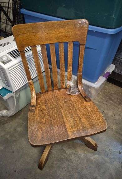 Antique oak office typing chair