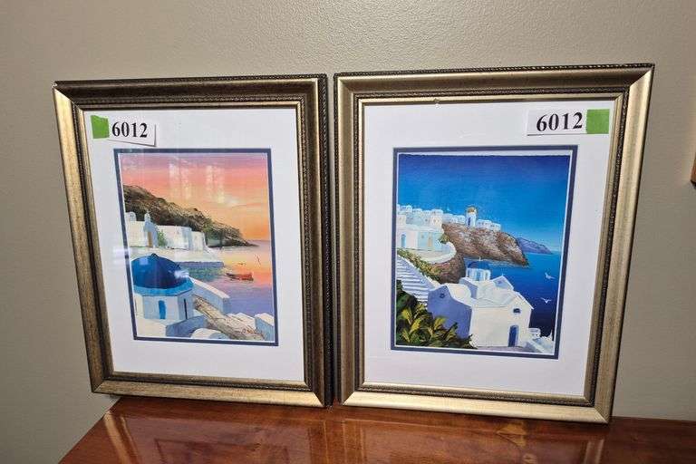 Two framed Greece paintings