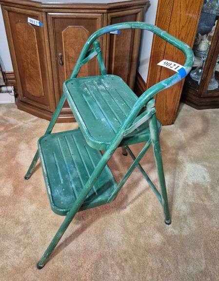 Vintage green folding step stool