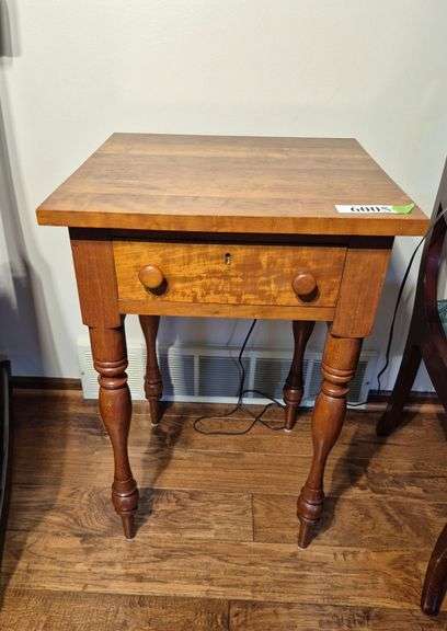 Antique curly Maple one-drawer stand