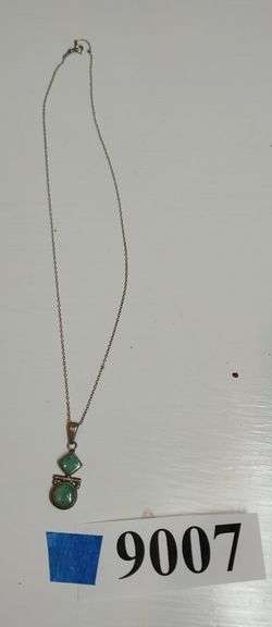Sterling Silver Necklace with Sterling and green gemstone pendant