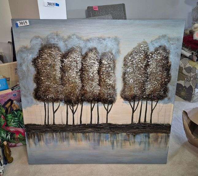 Large painting of trees on wood