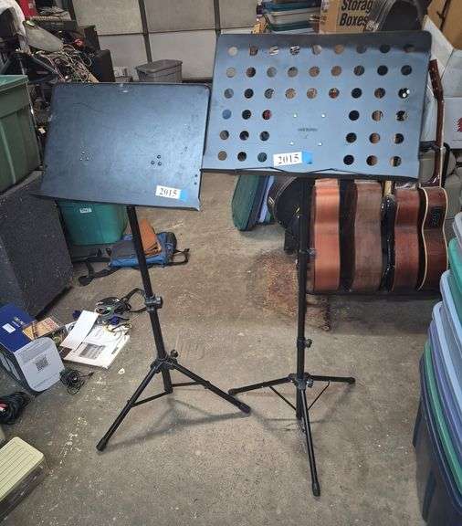 Two adjustable music stands