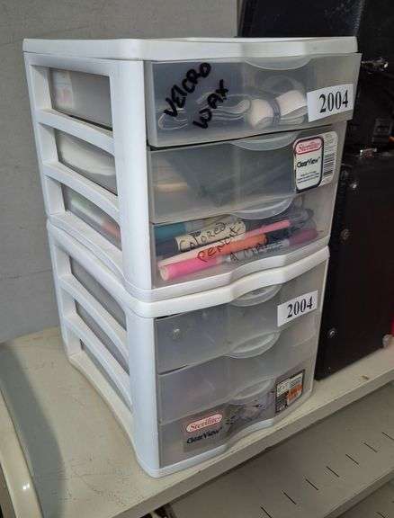 Vacuum tubes, two Hardware organizers, velcro, wax, foam, markers, Etc