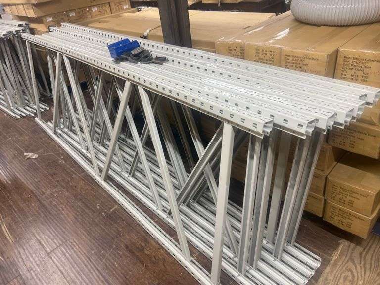 7 UPRIGHTS 36 INCH SHELVES WITH 22 SHELVES AND BRACKETS North