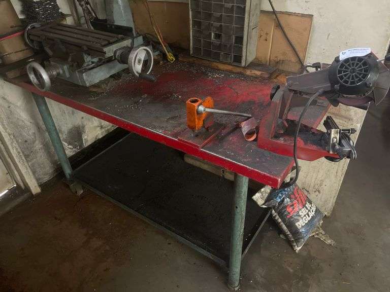 48 INCH BENCH VISE AND SHARPENDER WITH BIN AND GASKETS