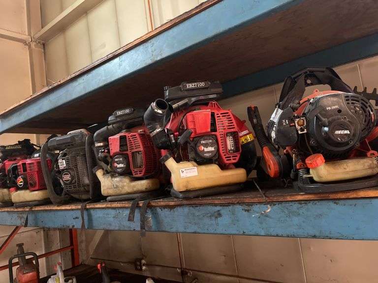 SHELF OF BACKPACK BLOWERS UNKNOWN CONDITION