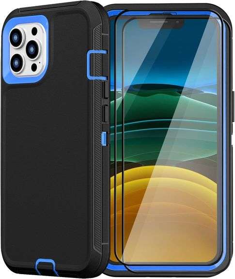 Design for iPhone 11 Pro Max Case with 2 x Tempered Glass Screen Protector, Military Grade Full Body
