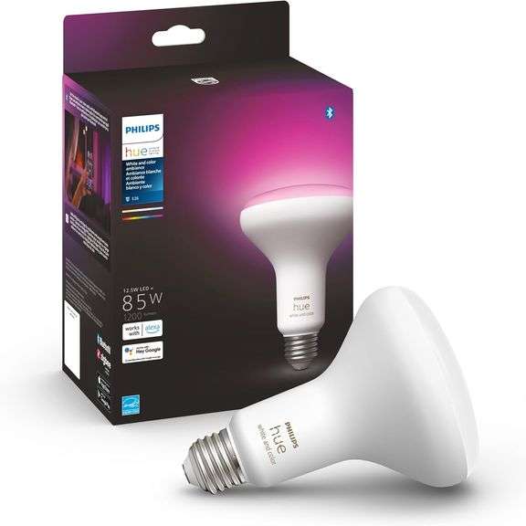 Philips Hue White and Colour Ambiance BR30 LED Smart Bulb, Bluetooth & Zigbee, (Hue Hub Optional), f