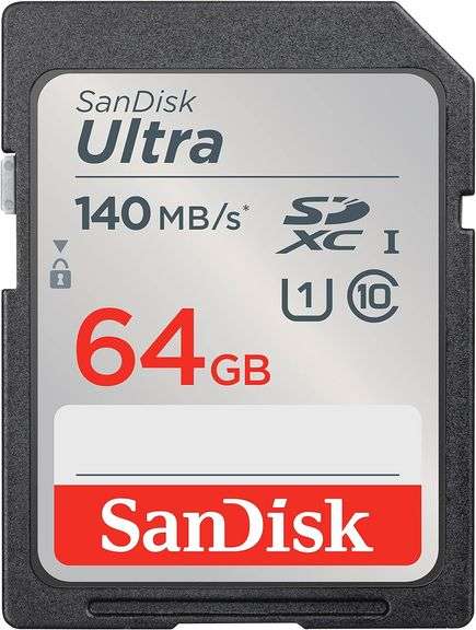 SanDisk 64GB Ultra SDXC UHS-I Memory Card - Up to 140MB/s, C10, U1, Full HD, SD Card - SDSDUNB-064G-