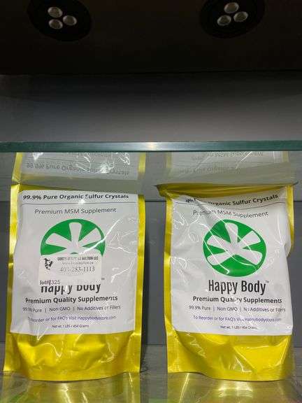 2 BAGS HAPPY BODY PREMIUM MSM SUPPLEMENT 908G TOTAL