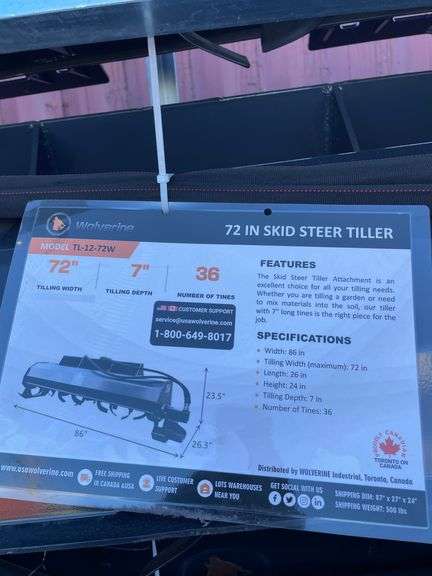 WOLVERINE 72'' SKID STEER TILLER