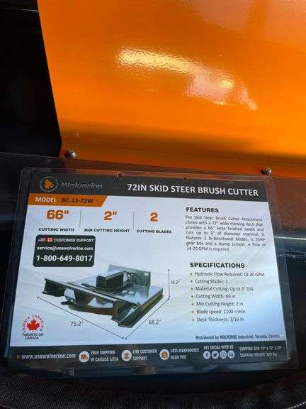 WOLVERINE 72'' SKID STEER BRUSH CUTTER