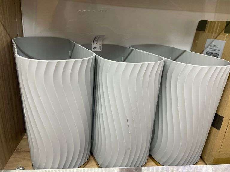3PC. GREY PLASTIC TRASH CANS