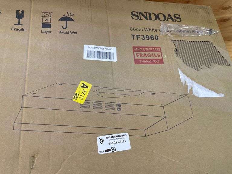 SNDOAS 60CM WHITE UNDER CABINET RANGE HOOD