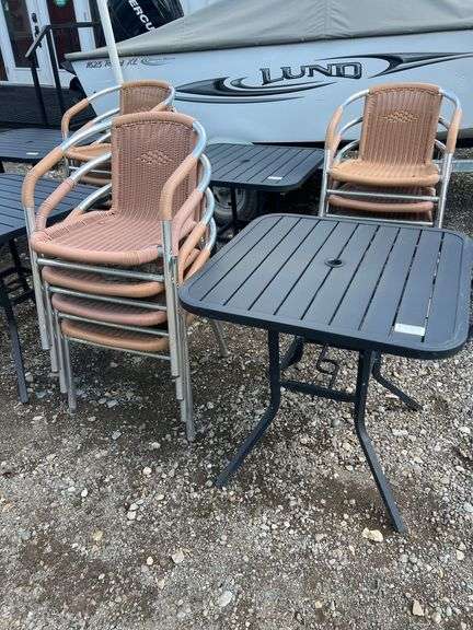 PATIO TABLE AND 4PC CHAIRS