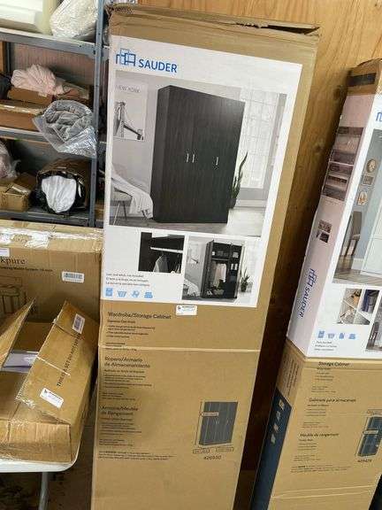 SAUDER WARDROBE/STORAGE CABINET ESPRESSO OAK FINISH