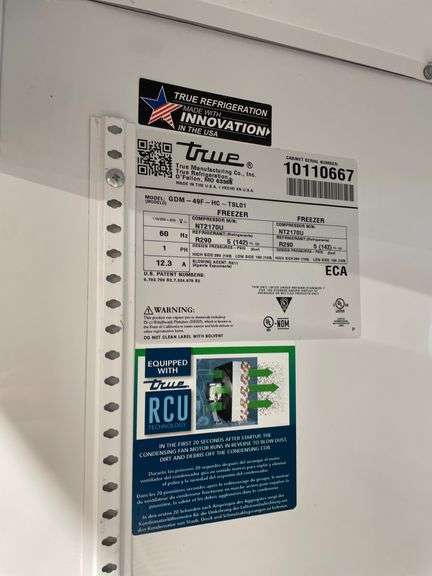TRUE DOUBLE DOOR REACH IN FREEZER APPROX. 6FT TALL 54'' WIDE