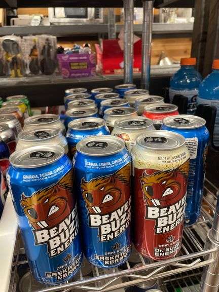 *SHELF* OF ASSORT. 355ML CAN POP + BEAVER ENERGY DRINKS