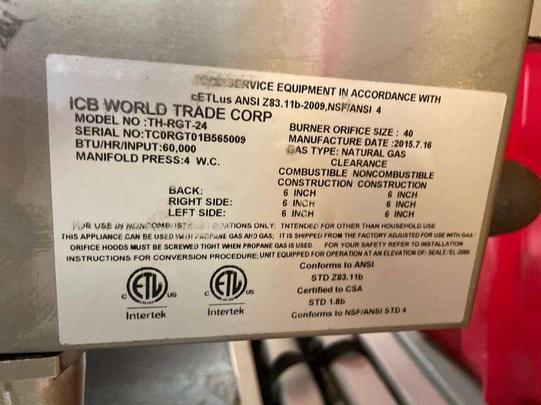 ICB TWO BURNER GRIDDLE MODEL:THRGT24
