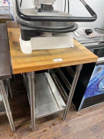 WOODEN TOP PREP TABLE APPROX. 32X24''