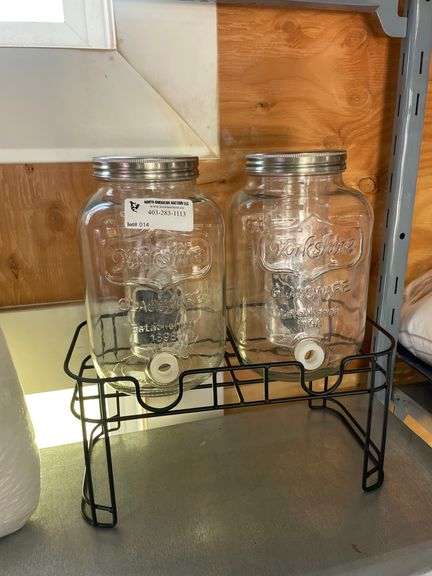 PAIR OF GLASS JAR DESPENSERS