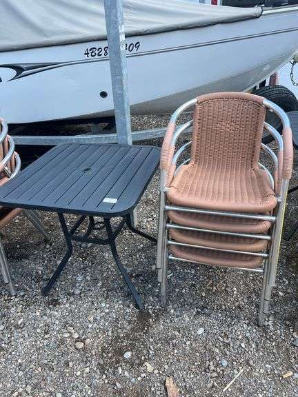 PATIO TABLE AND 4PC CHAIRS