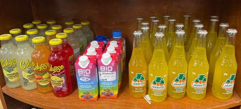 *SHELF* OF ASSORT. CALYPSO LEMOMADE. BIO STEEL & JARRRITO'S