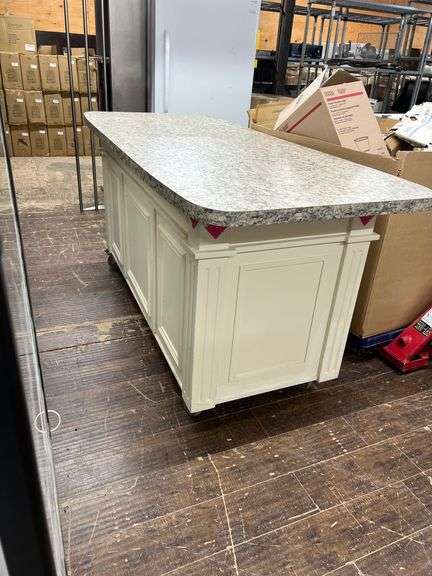 APPROX 32 x 78 ISLAND ON WHEELS WITH STORAGE