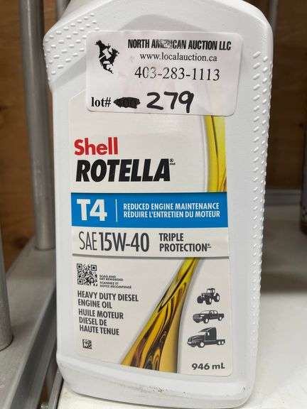 4PCS. SHELL ROTELLA SAE 15W 40 OIL 946ML EA