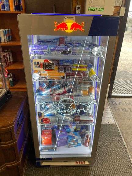 APPROX. 4.5FT TALL 2FT DEEP REDBULL FRIDGE