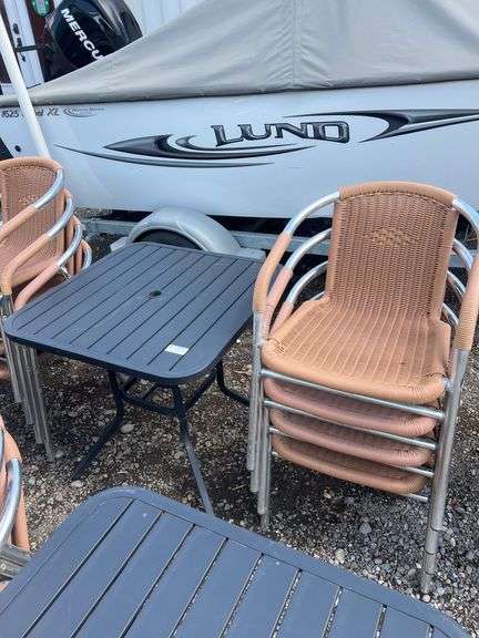 PATIO TABLE AND 4PC CHAIRS