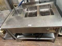 FOOD STEAM TABLE W/SINK S.S. APPROX. 4X3FT