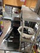 MULTI TIER S.S. EQUIPMENT TABLE ON WHEELS