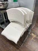 6PC. WHITE PLASTIC SITTING CHAIRS