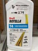 4PCS. SHELL ROTELLA SAE 15W 40 OIL 946ML EA